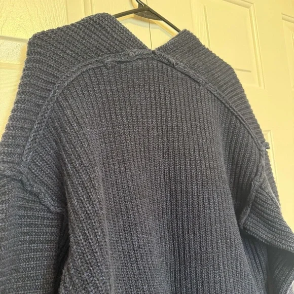 Free People Navy Black Chunky Knit Cardigan Sweater - Picture 8 of 8